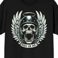 thumbnail image 2 of Skull with Wings and Halo Ride or Die Helmet on Black Short Sleeve Adult T-Shirt-3XL, 2 of 4