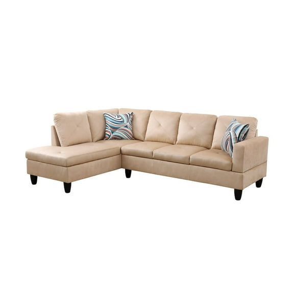 FUOROLA Sectional Sofa Set For Living Room In Left Facing Brown Beige Microfiber Color