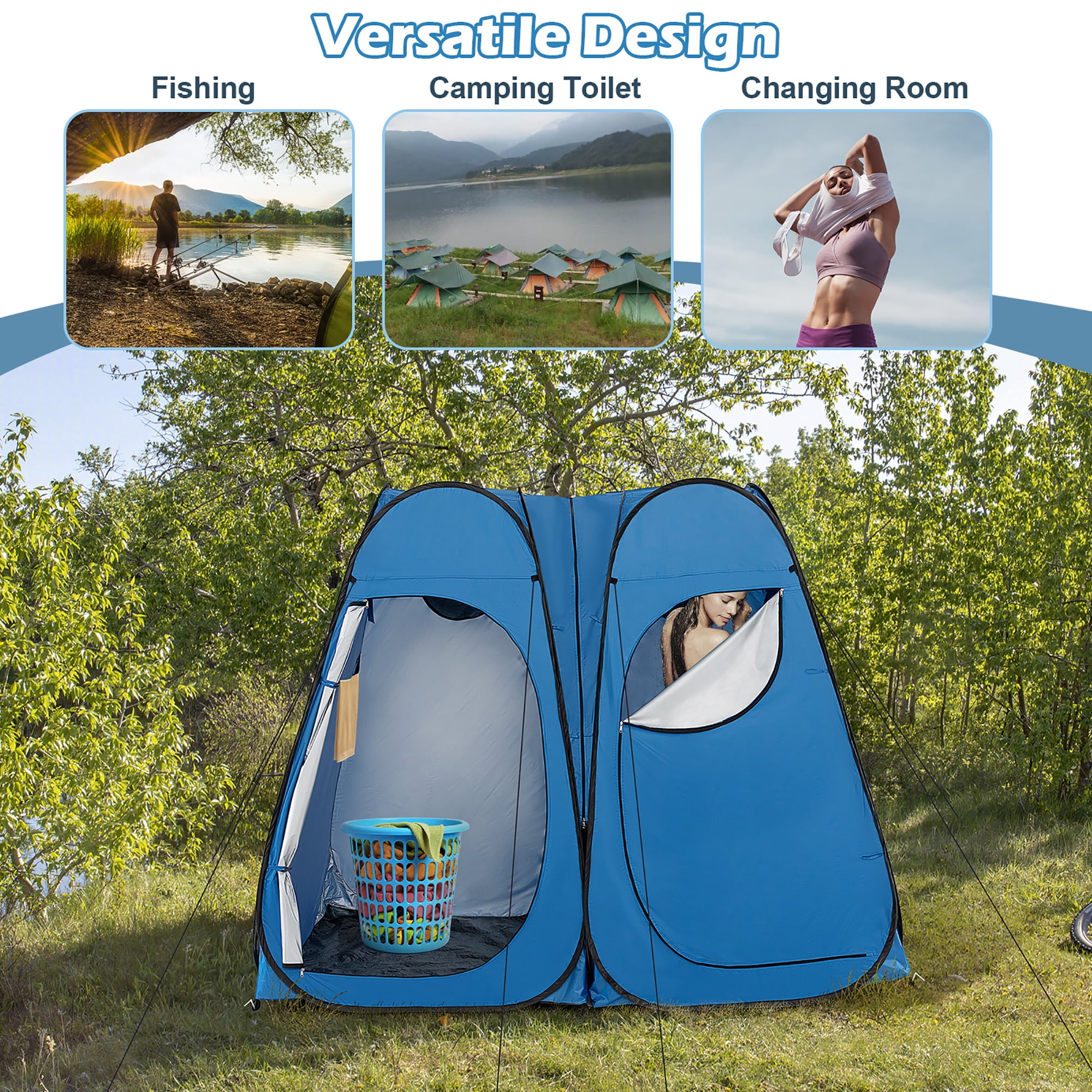 Costway Outdoor 7.5FT Portable Pop Up Shower Privacy Tent Dressing Changing Room Camping Navy