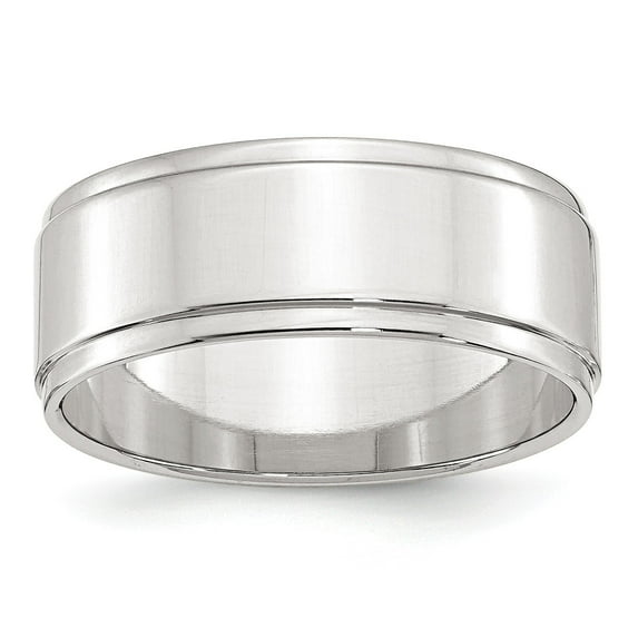 SS 8mm Flat w/ Step Edge Size 13 Band in Sterling Silver