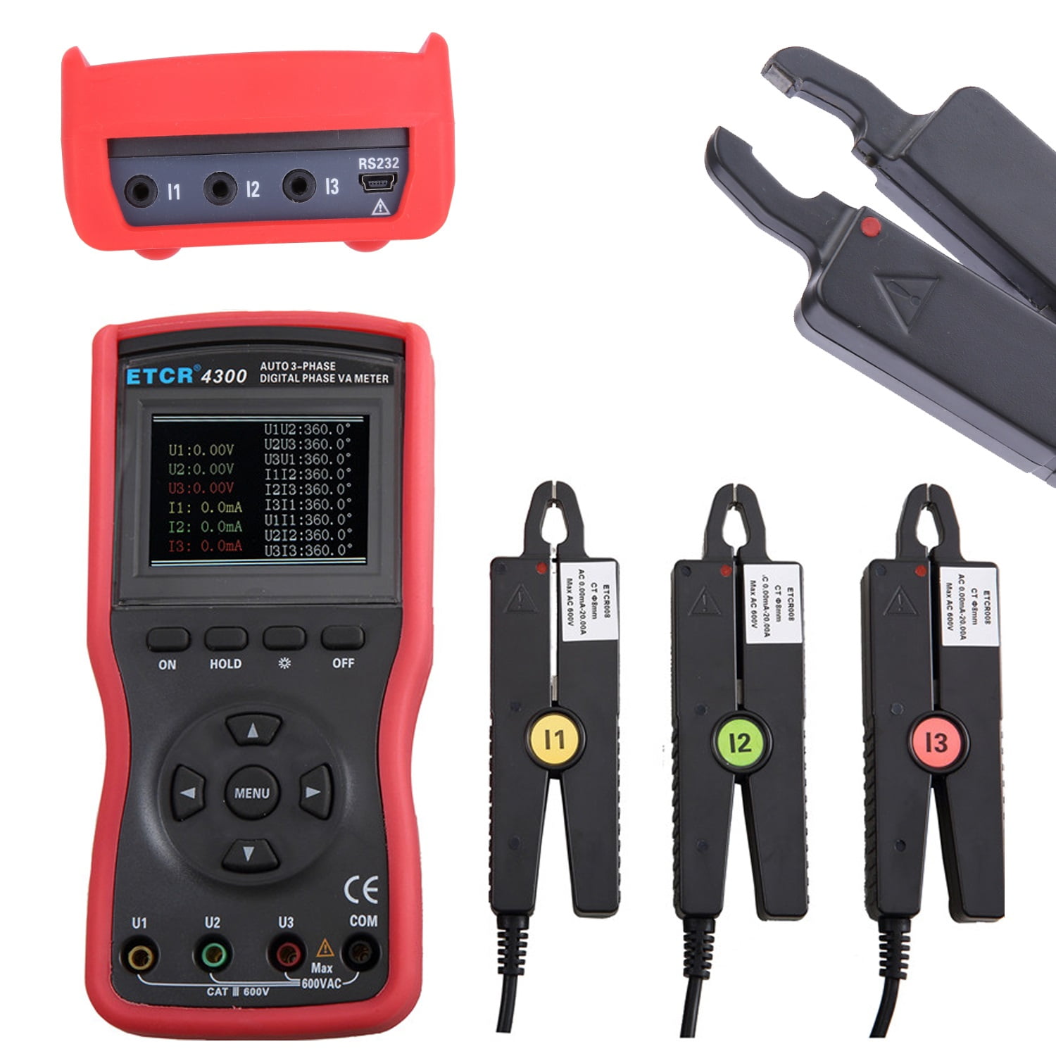 Small Tip Current Clamp Three Phase Meter Digital Volt-ampere Meter AC Voltage Current Tester Detector ETCR4300