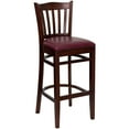 thumbnail image 2 of Emma + Oliver Vertical Slat Back Mahogany Wood Barstool, Burgundy Vinyl Seat, 2 of 6