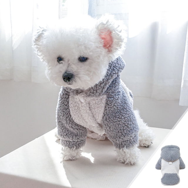 Suéter cálido de invierno para mascotas | Sudadera acolchada estilo coreano para perros y gatos | Jersey de forro polar de poliéster con correa | Colores gris y rosa