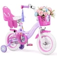 thumbnail image 4 of Korimefa 12 inch Girls Kids Bike Ages 3-6 Years Old Children, Toddler Bike with Training Wheels, Perfect for Beginner Riders Learning to Ride, Easy to Assemble, Purple, 4 of 14