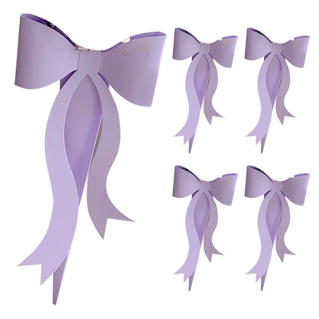 5Pcs Flower Box Bowknot Design Exquisite Outlook 5 Colors Rose Flower Bouquet Paperboard for Wedding