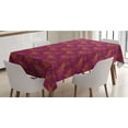 thumbnail image 1 of Psychedelic Cat Tablecloth, Colorful Lion Cat Floral Tangled Ornament Background Exotic Jungle, Rectangle Satin Table Cover for Dining Room and Kitchen, 60" X 84", Plum Magenta Orange, by Ambesonne, 1 of 2