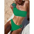 thumbnail image 1 of Bikini de un hombro para mujer, traje de baño pequeño con realce, cintura alta, diseño Floral, Rosa 3D, color negro, 2024, 1 of 5