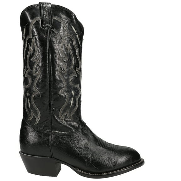 Tony Lama Men's Bonham Smooth Ostrich Western Boot Round Toe Black 9 D(M) US