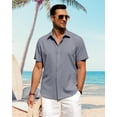 thumbnail image 2 of Camisa J.VER para hombre, lino y algodón, manga corta, azul, 3XL, 2 of 5
