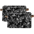 thumbnail image 2 of Black and White Flowers Cherry Storage Basket, Durable Canvas Organizer With Handles Large Collapsible Storage Bins Boxes for Home Office - 2 Pack Home Decor, 2 of 7
