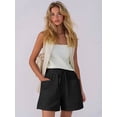 thumbnail image 6 of Women Comfy Drawstring Casual Elastic Waist Pure Color Shorts with Pockets Black S, 6 of 8