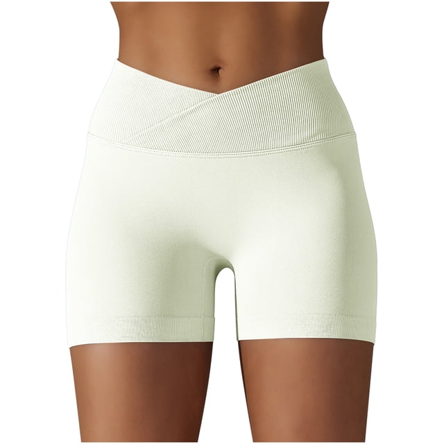 AherBiu Shorts de Yoga pour Femmes, Shorts de Cyclisme Croisés pour Femmes, Legging de Compression pour Entraînement, Gym, Course