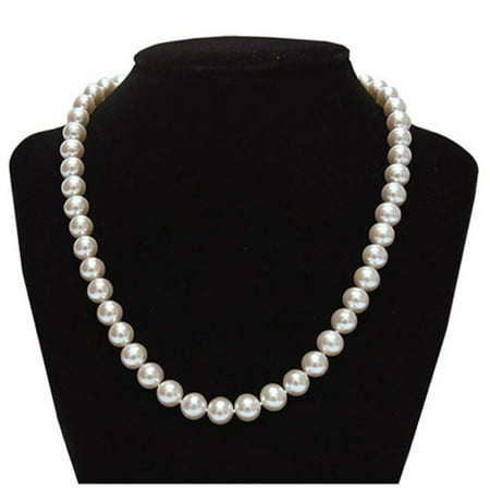 8mm Genuine White Pearl Necklace - Genuine 8.5-9mm White Freshwater Cultured Round Pe