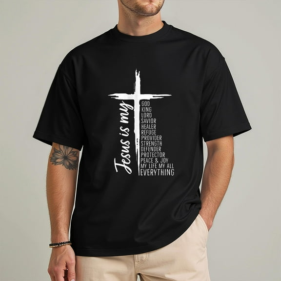 Jesus Is My God, King, Lord and Savior T-Shirt – Christian Cross Faith Tee – Christ-Based Religious Shirt for Men & Women