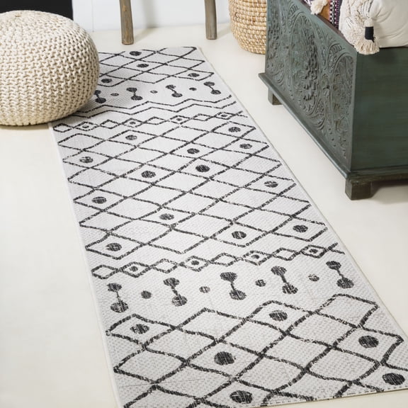 JONATHAN Y SANTA MONICA 2 x 10 Runner Rug, Nokat Tribal Bohemian - Ivory/Black, SMB131D-210
