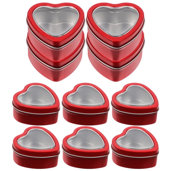 IBASETOY 10Pcs Red Heart Shaped Tinplate Valentine Day Party Favor for Wedding Guests and Party Organizers