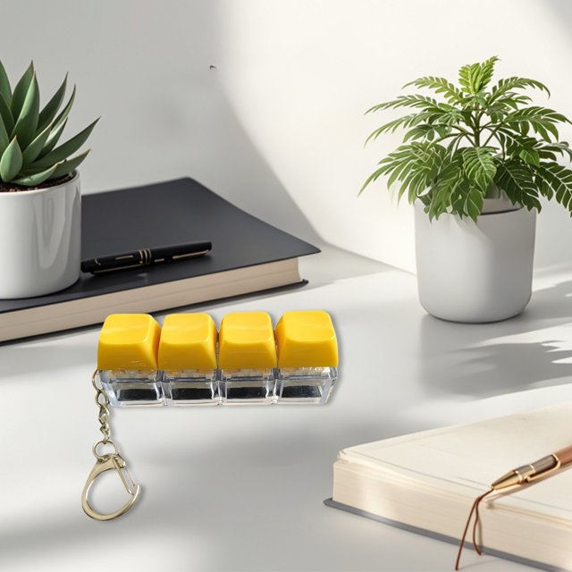 Stress Relieving Novelty Mechanical Keyboard Keychain Toy with Illuminating Light Up Function for and Relaxation