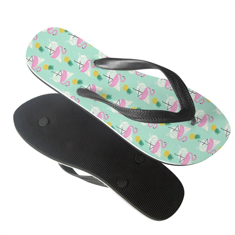 Bivenant Store Women's Cute Flamingo Pattern Slides Sandals Summer Fashion  Flat Sandals Toe Slip On Beach Sandals Flip Flops,Size 6 to 10 
