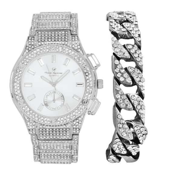 Charles Raymond Big Bling Watch Inspired by Hip Hop - Men's Iced Out Timepiece- Diamond Rhinestones on Blast - ST10311 MB SLV -C