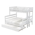 thumbnail image 6 of Harper & Bright Designs Twin XL Over Queen Bunk Bed with with Trundle, Wood Frame Detachable into 2 Separate Beds, Sturdy Platform Bunk with Guard Rail & Ladder, White, 6 of 15