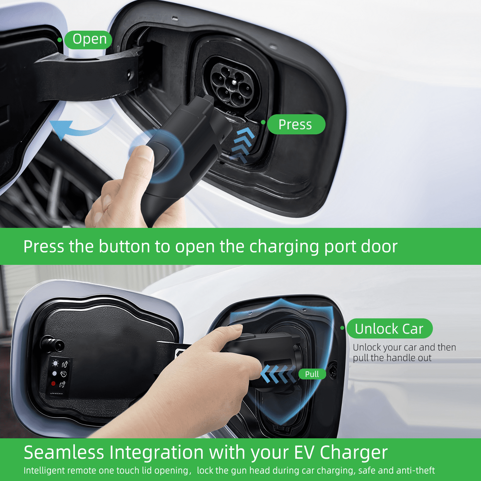 Level 2 EV Charger, 40Amp Portable Electric Car Charger 25FT Cable for NEMA 14-50 Plug, 240V 9.6kW, Adjustable Current, Timing Delay, J1772 Vehicle Charger Station 240V 9.6kW