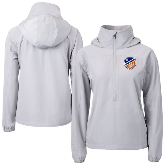 Women's-Cutter & Buck  Gray FC Cincinnati Charter Eco Recycled Full-Zip Anorak Jacket