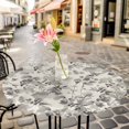 thumbnail image 6 of Vintage Grey Flower Round Tablecloth for 36-44 Inch Tables,Fitted Table Cover with Elastic Edge,Farmhouse Botanical Floral Retro Waterproof Outdoor Table Cloth Protector for Patio Garden Dinner, 6 of 9