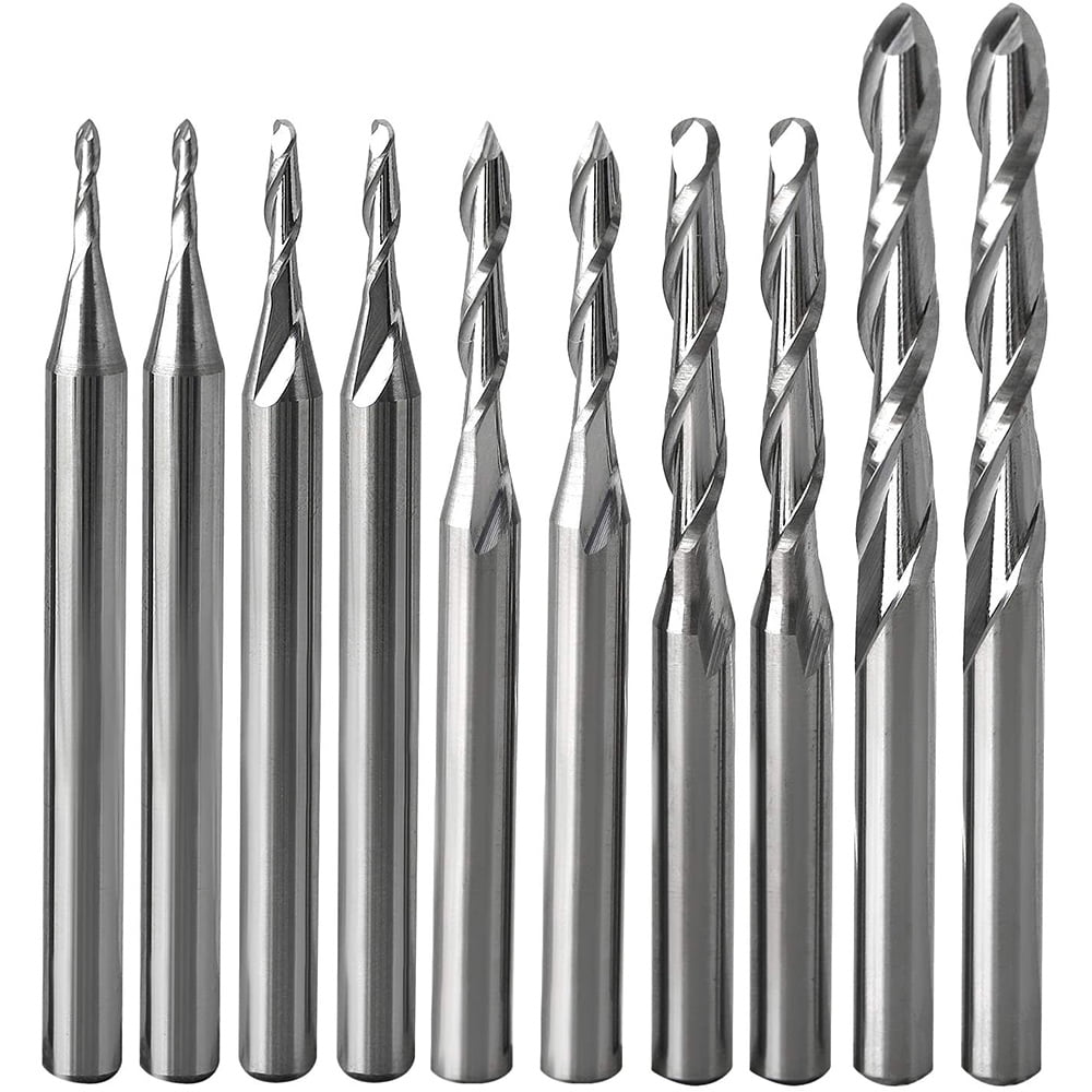 10Pcs 3.175x22mm Carbide CNC Router Bits Single Flute Spiral End Mill