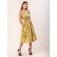 thumbnail image 4 of DressBerry Women's Printed Cotton Poplin Strap Shoulders Dress Sleeveless Calf Length Smocked Front Flared Hem Casual&nbsp;Summer Wear Midi Length Light Weighted Wavy Party Wear Dress, 4 of 7