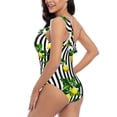 thumbnail image 4 of Haiem Lemons on Striped Women's One Piece Swimsuits Tummy Control One Shoulder Bathing Suits Ruffle Swimwear-Medium, 4 of 8