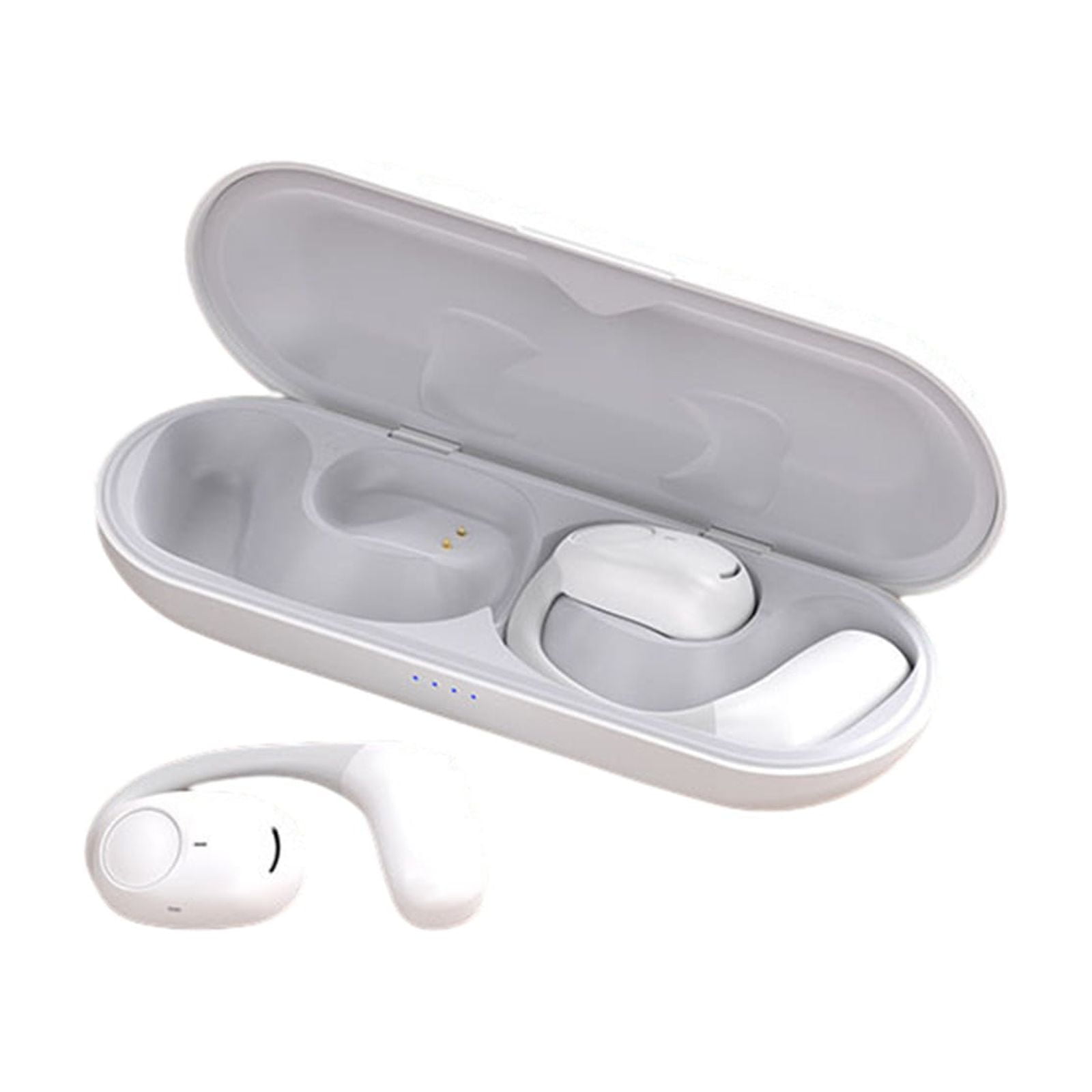 Open Ear Clip Wireless Earbuds Bluetooth 5.4, Lightweight Comfort Sports Bone Conduction Headphones Built-in Mic for Clear Audio, Stable Fit Earphones 24H Play(White)