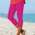 thumbnail image 2 of Capri Leggings for Women Elastic High Waisted 3/4 Length Yoga Pants Summer Soft Lightweight Workout Capris Hot Pink S, 2 of 5