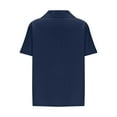 thumbnail image 5 of Cotton Linen Button Up Shirts with Collar Womens Solid Color Loose Summer Tops Casual V Neck Blouses (M, Navy), 5 of 6