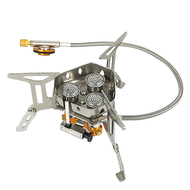 TOMSHOO Réchaud à Gaz de Camping Pliable 5800W 3 Brûleurs Allumage Piézo Léger Coupe-Vent Réchaud de Randonnée Réchaud de Cuisson Extérieur pour Camping Randonnée Pique-Niques