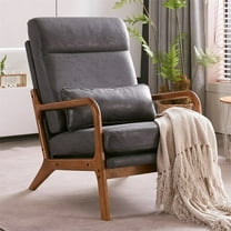 High Back Accent Chair, Bronzing Cloth Upholstered Armchair with Lumbar Pillow, Modern Lounge Chair for Bedroom Living Room Office, Dark Grey