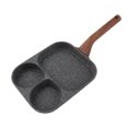 thumbnail image 4 of Bandeja Para Freír De Huevo, Sartén De Desayuno De 3 Sección De 3 Sección Con Manija De Calor, Incluso Cocción, Diseño Negro Elegante, Aluminio, Plástico Fenólico, 4 of 7