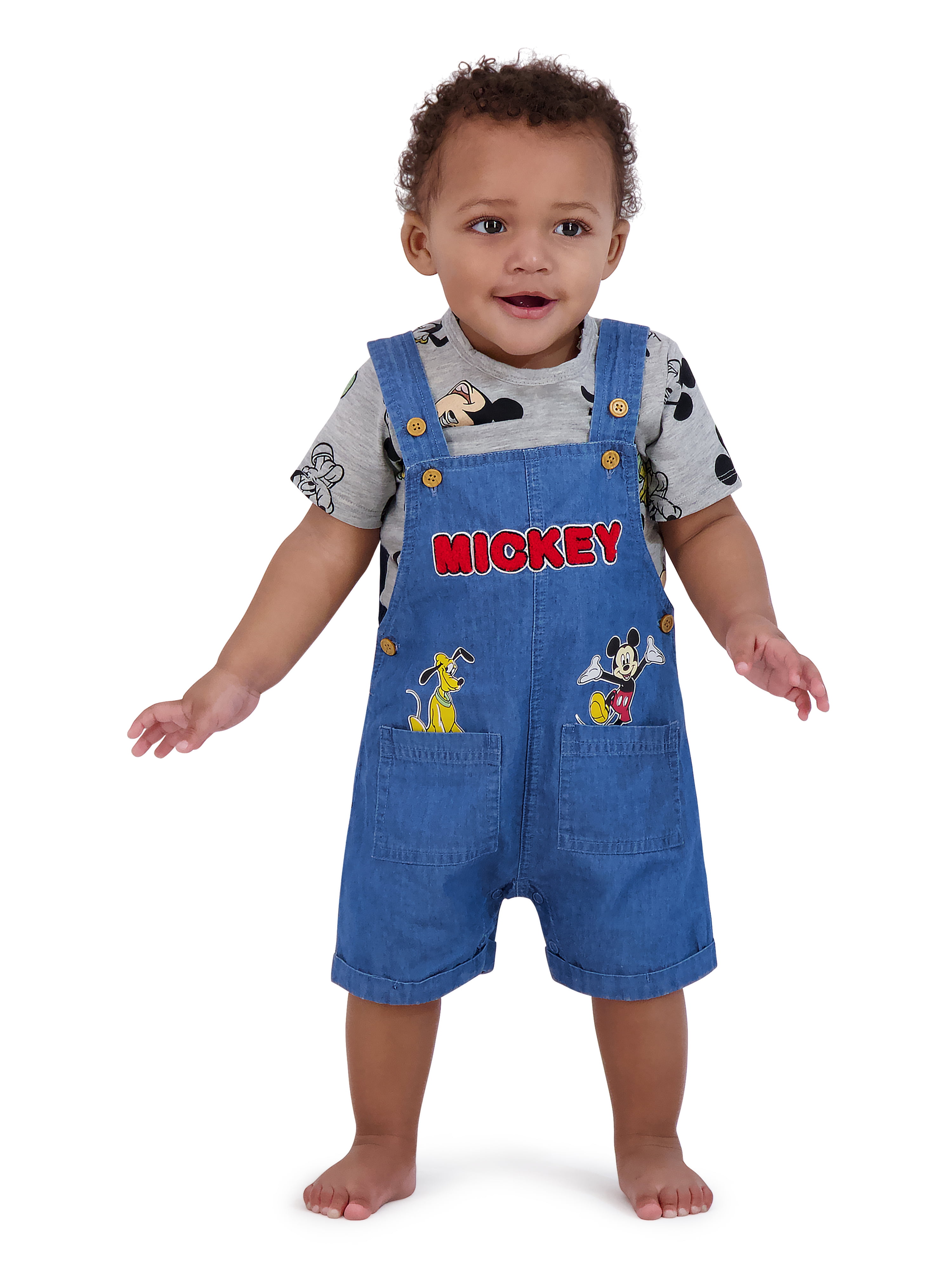 Mickey & Pluto Baby Boy Shortall Set, Sizes 0/3 Months-24 Months
