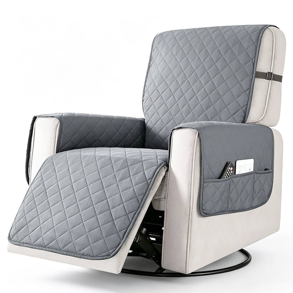 Recliner Chair Covers,Gidhrie Chair Cover Water-resistant Recliner Cover with Pockets for Arm Chair,Slipcover Non Slip Furniture Protector for Home Pets Dogs (Gray, 23")