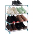 thumbnail image 1 of 4-tier Stackable Small Shoe Rack, Lightweight Shoe Shelf Storage Organizer For Entryway, Hallway And Closet (blue), 1 of 5