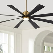 Casa Vieja 72" Grande Large Modern Indoor Ceiling Fan 8 Blade LED Light Remote Control Brass Finish Black Blades Bedroom