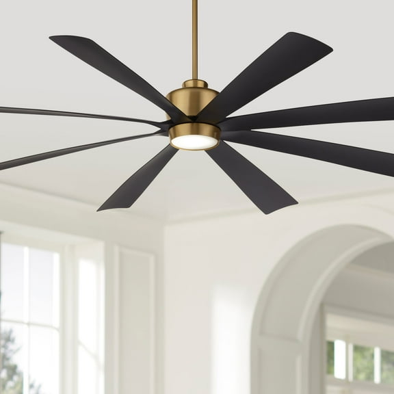 Casa Vieja 72" Grande Large Modern Indoor Ceiling Fan 8 Blade LED Light Remote Control Brass Finish Black Blades Bedroom