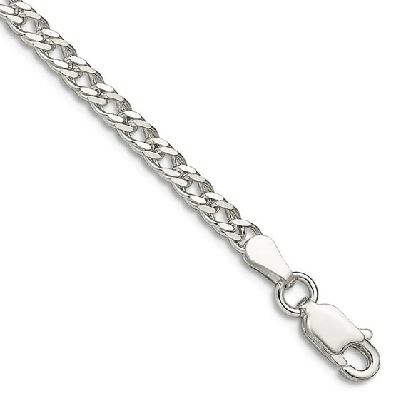 925 Sterling Silver Solid Polished 3.3mm Rambo Chain Bracelet 8 Inch Lobster Claw Link Bracelet for Women and Men