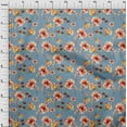 thumbnail image 3 of oneOone Cotton Silk Grayish Blue Fabric Flower & Leaves Watercolor Sewing Craft Projects Fabric Prints By Yard 42 Inch Wide, 3 of 4