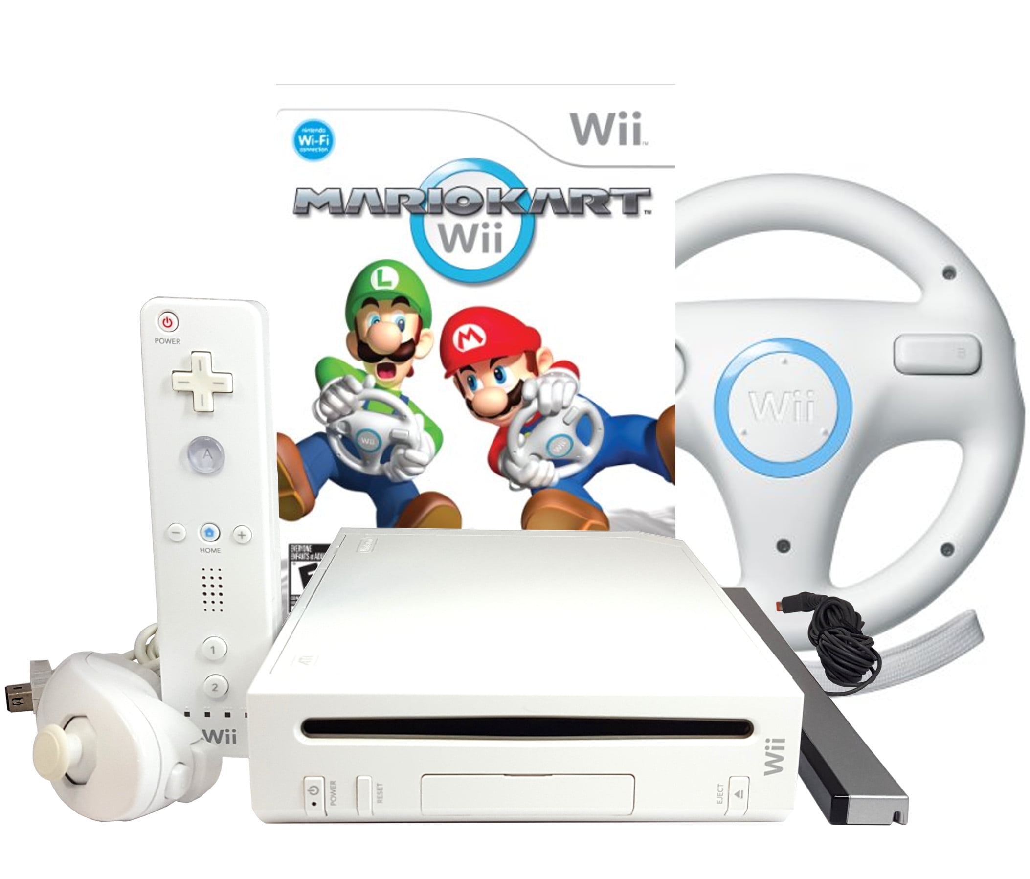 streng Menagerry Justitie Restored Nintendo Wii Console Mario Kart Wii and Wheel - White  (Refurbished) - Walmart.com