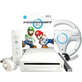 Refurbished Nintendo Wii Console Mario Kart Wii and Wheel Bundle - White