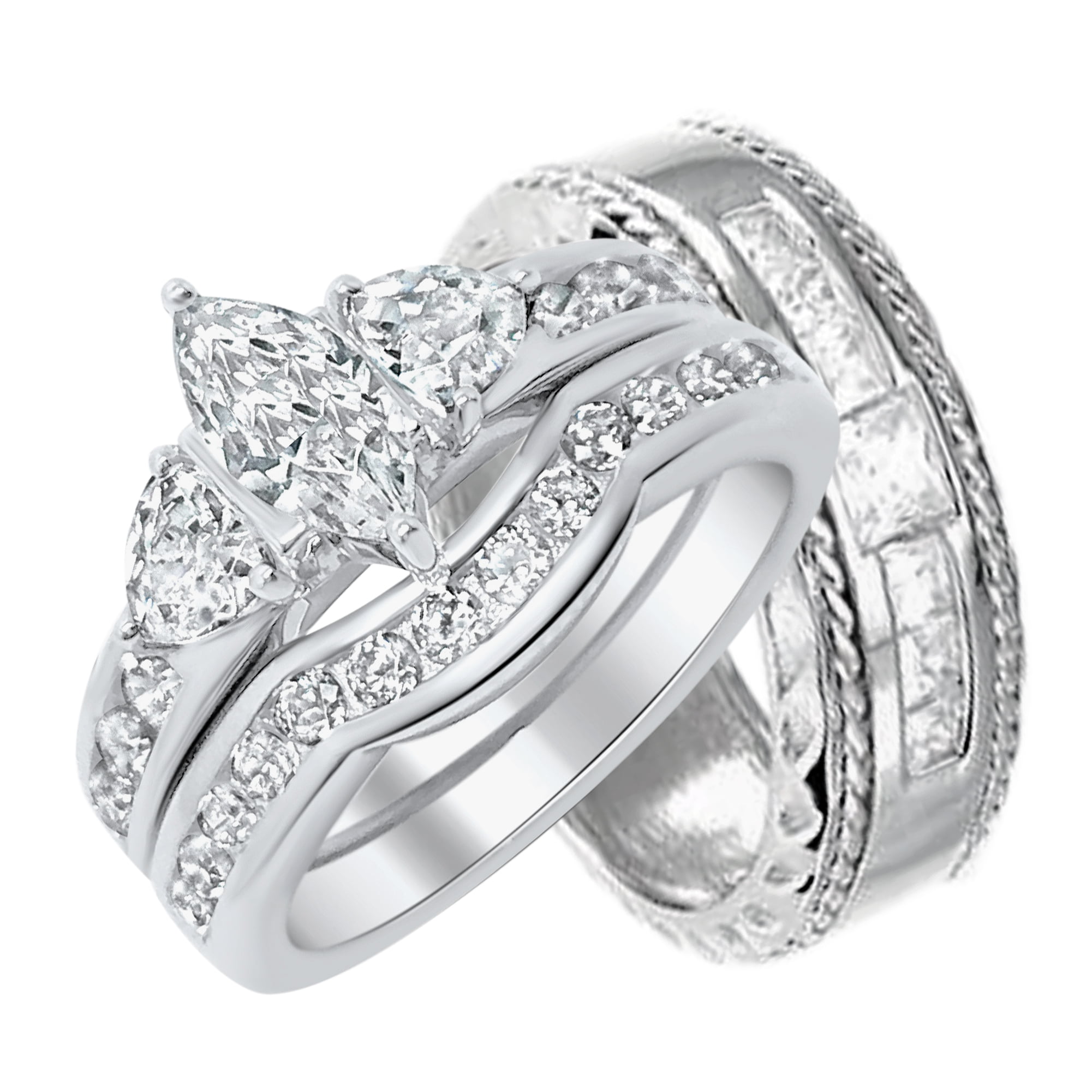 ANNIVERSARY WEDDING BAND 2CT PAVE SET .925 Sterling Silver Ring SIZES 7-10 