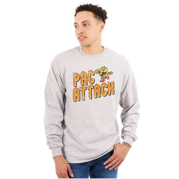 Retro Arcade Game PACMAN Pac Attack Unisex Plus Size Long Sleeve Shirt Brisco Brands 2X