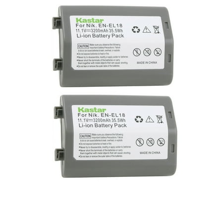 Kastar 2-Pack Battery Replacement for Nikon EN-EL18 EN-EL18a EN-EL18b EN-EL18c EN-EL18d Battery MH-26 MH-26a MH-26b Charger Nikon D4 D4S D5 D6 D6S Camera Nikon Z 9 Mirrorless Digital Camera