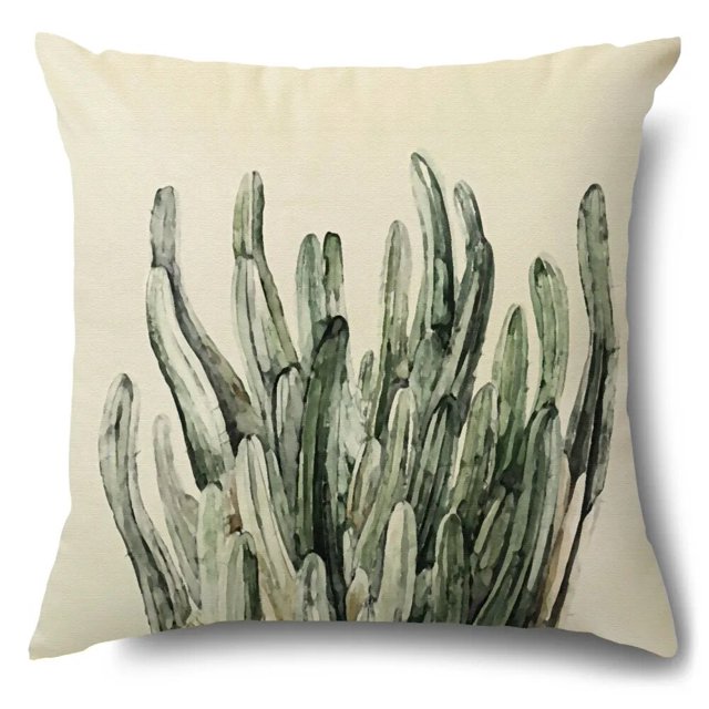 Funda de almohada decorativa de lino de estilo Simple, funda de cojín de hoja verde, decoración del hogar, sala de estar, sofá, 60x60, 50x50, 45x45
