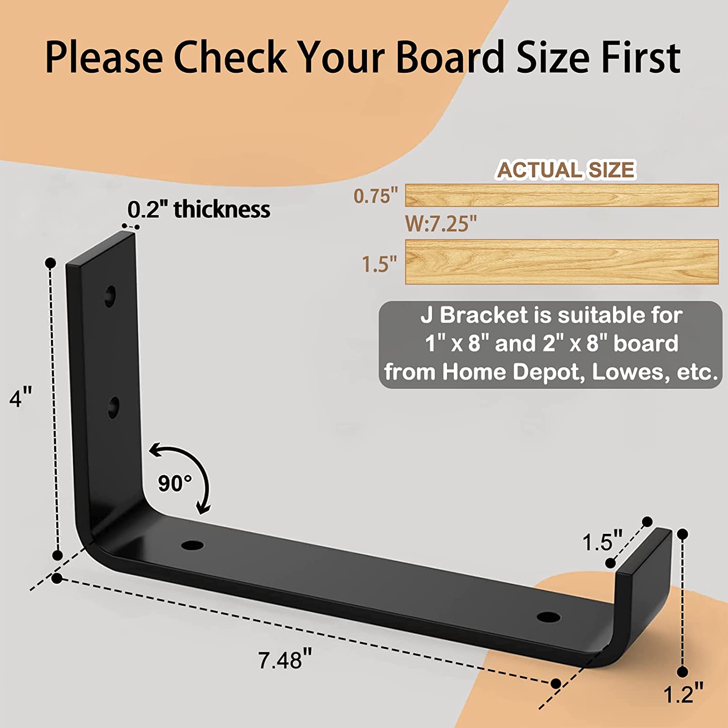 LuckIn 8" Black Shelf Brackets (4-Pack) photo 8